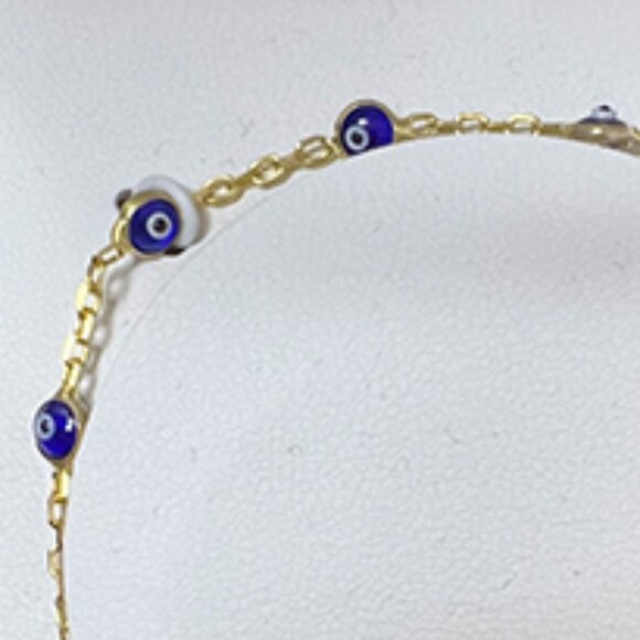 Evil Eye Sterling Silver 925 Turkish Bracelet, Yellow Gold Plated over Sterling - Picture 5 of 6